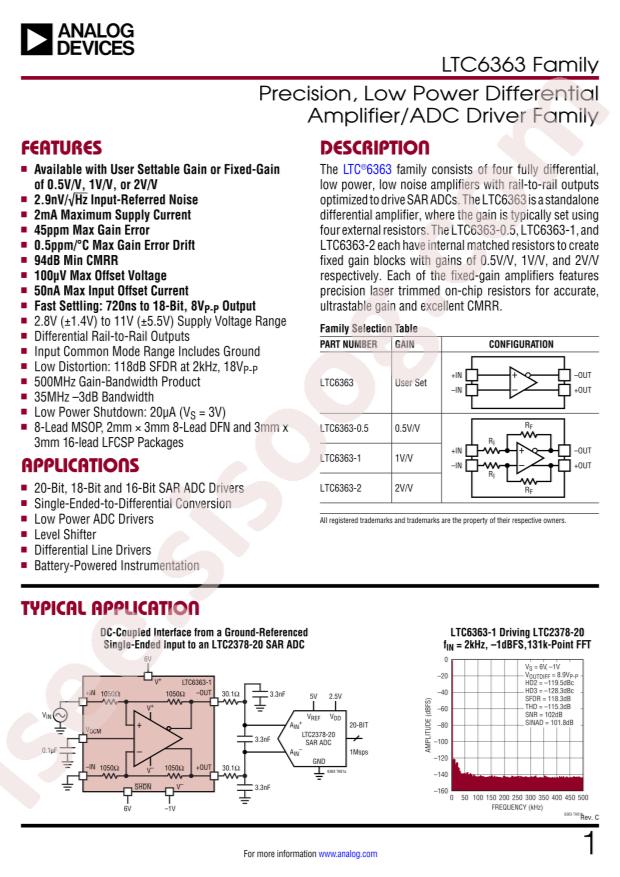 LTC6363IMS8-0.5#TRPBF