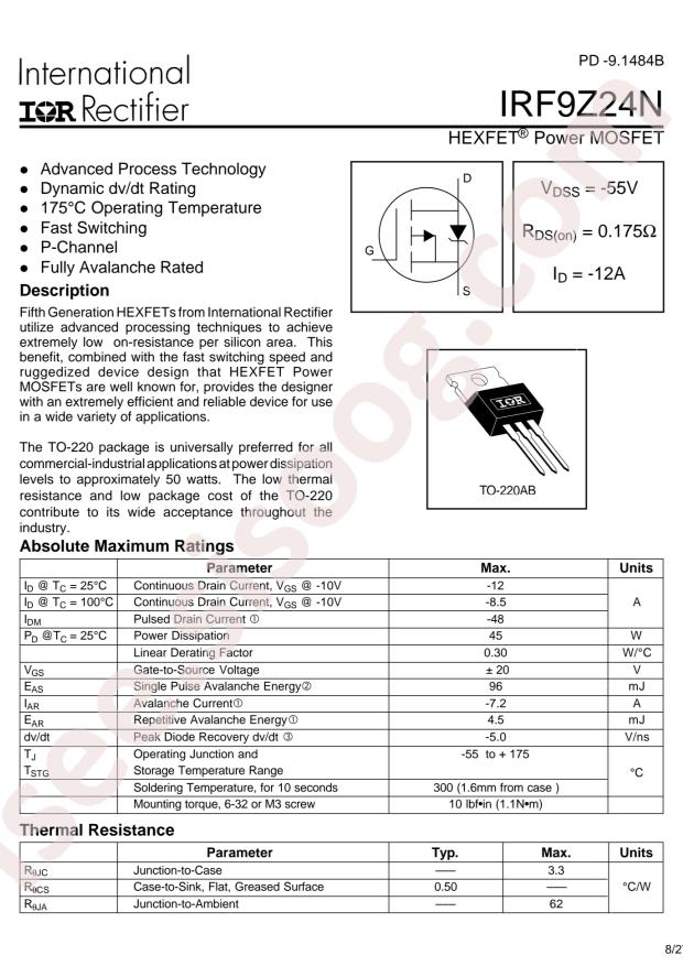 IRF9Z24NPBF