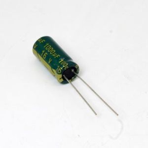 خازن الکترولیتی ایستاده 1000µF ولتاژ 16V سایز 17x10mm