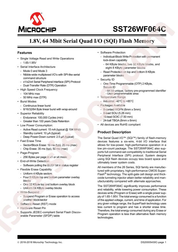 SST26WF064CT-104I/SM