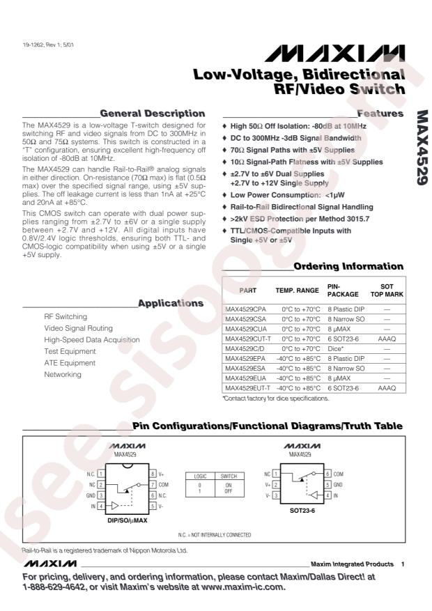MAX4529CUT+T