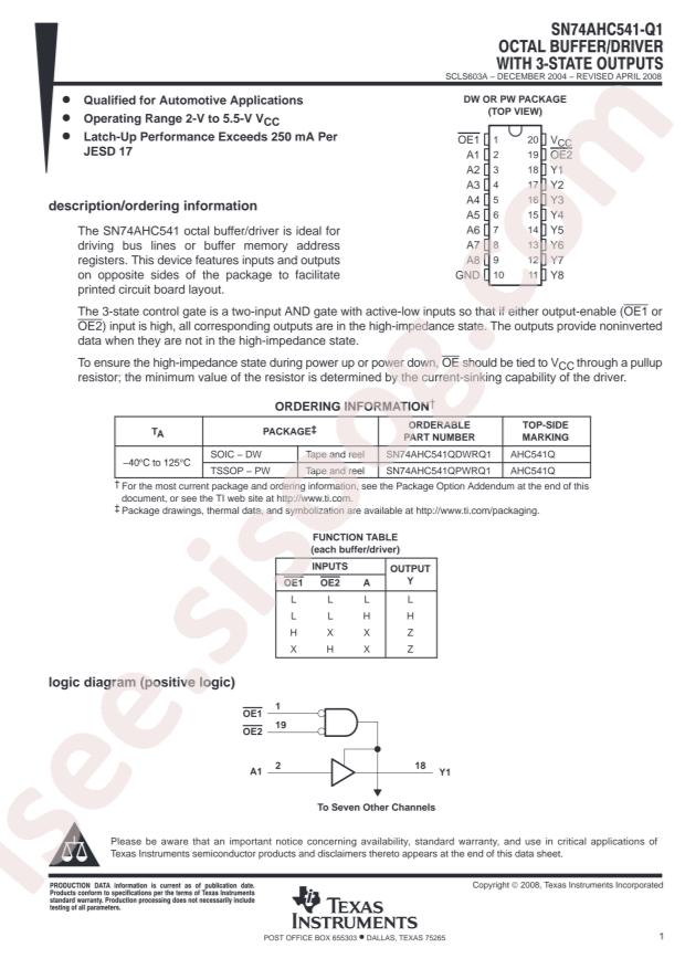 SN74AHC541QPWRQ1