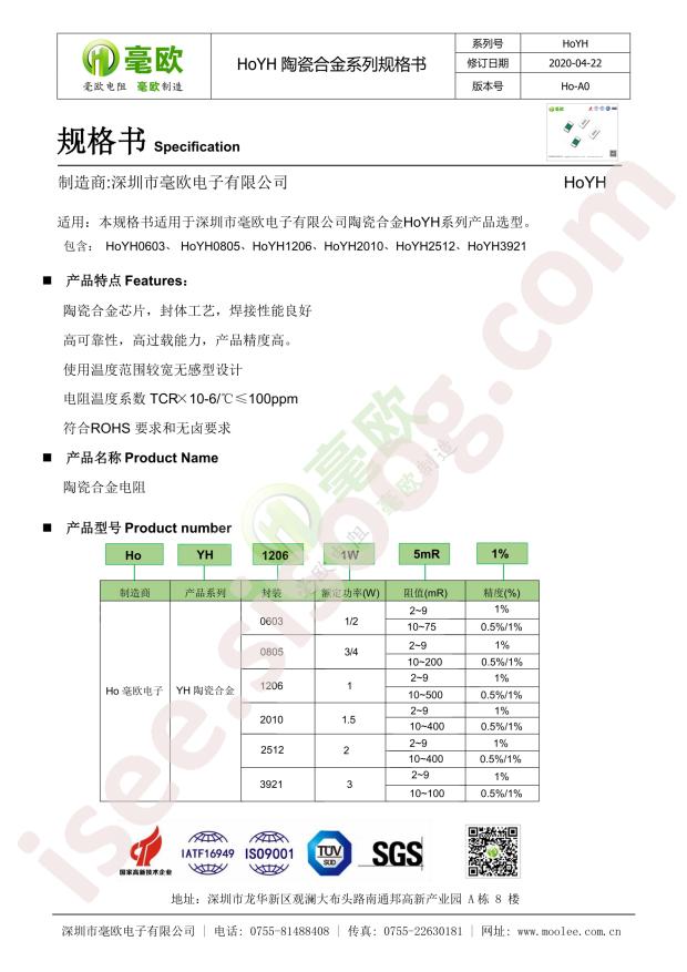 HoYH1206-1W-150mR-1%