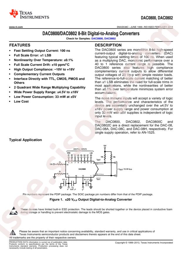 DAC0800LCM/NOPB