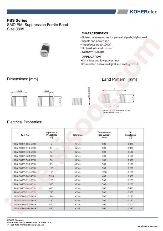 FBSHC0805-600-302R