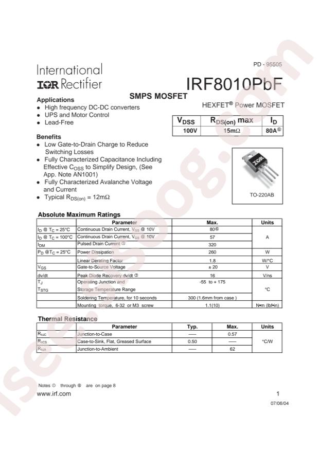IRF8010PBF