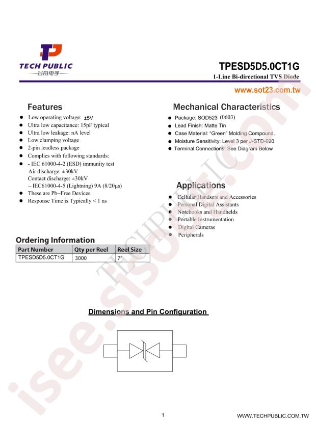 TPESD5D5.0CT1G
