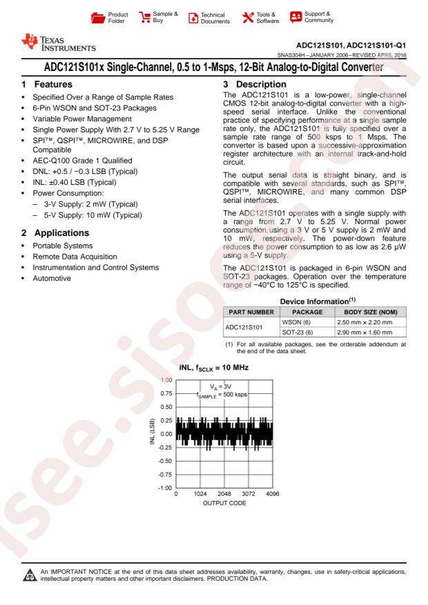 ADC121S101CIMFX/NOPB