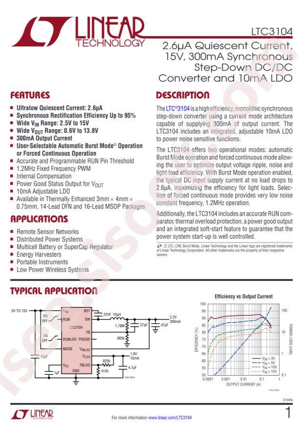 LTC3104IMSE#PBF