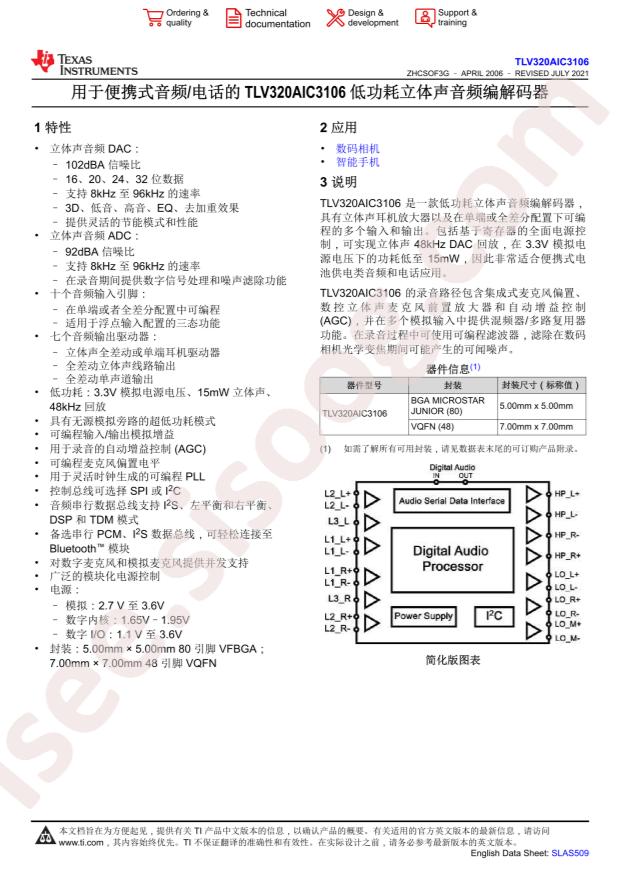 TLV320AIC3106IZQER