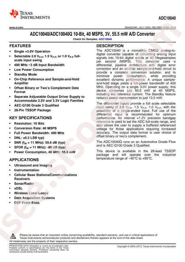ADC10040CIMT/NOPB