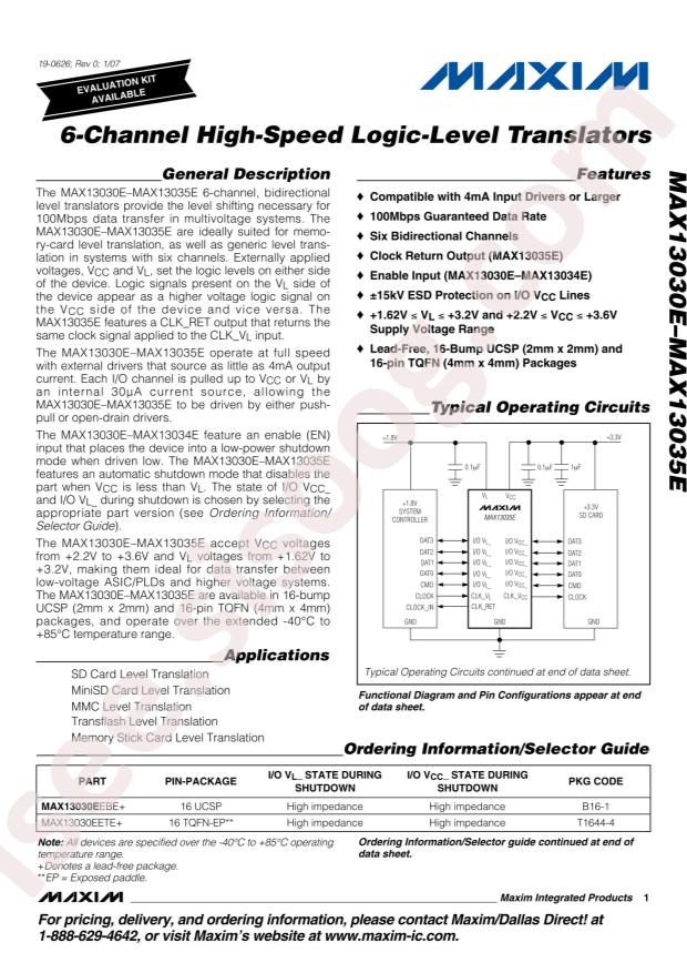 MAX13035EETE+T