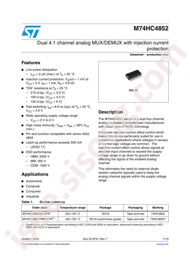 M74HC4852YRM13TR
