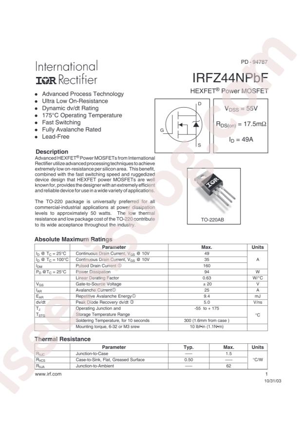 IRFZ44NPBF