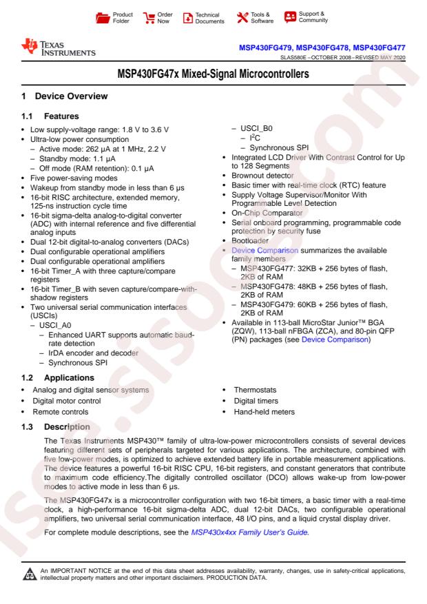 MSP430FG478IPNR