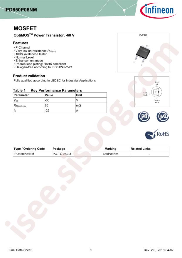 IPD650P06NM