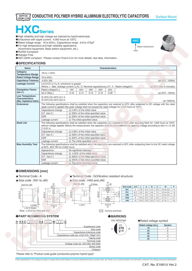 HHXC160ARA271MHA0G
