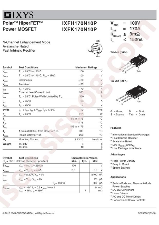 IXFH170N10P