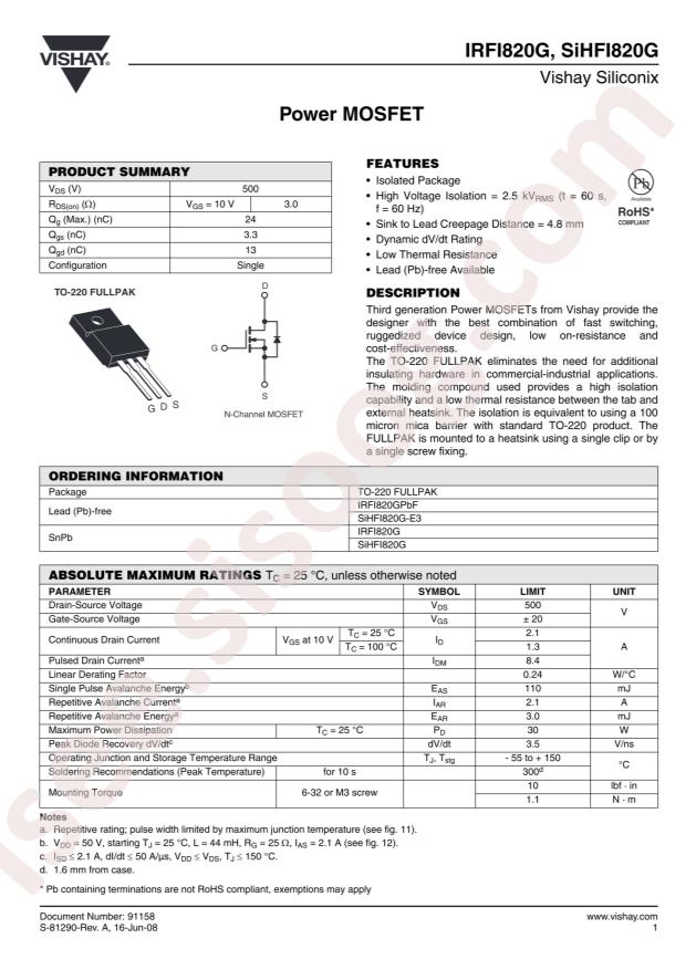 IRFI820GPBF