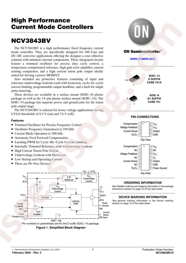 NCV3843BVD1R2G