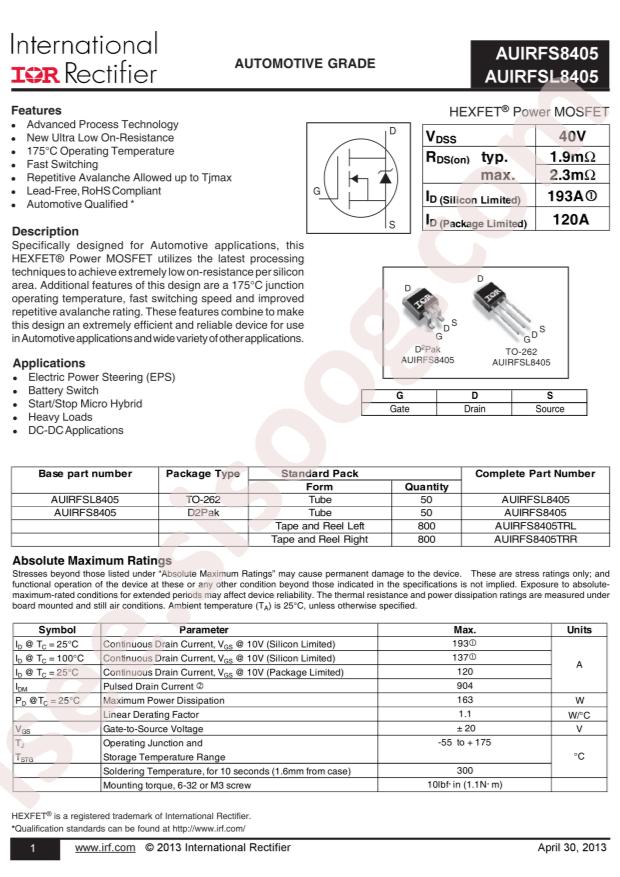 AUIRFS8405TRL