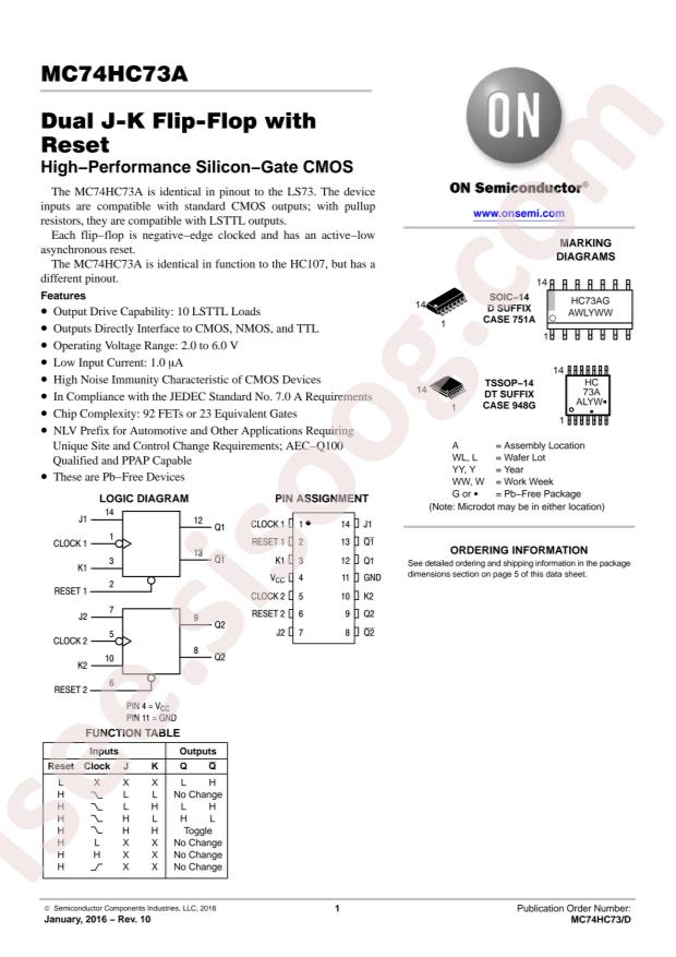onsemi NLV74HC73ADR2G