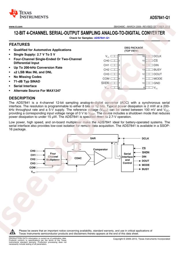 ADS7841ESQDBQRQ1