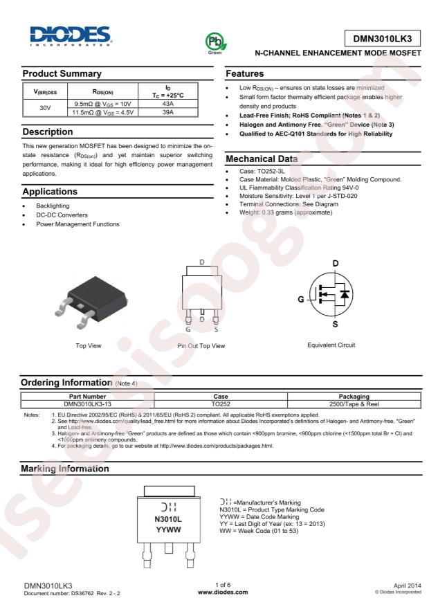 DMN3010LK3-13