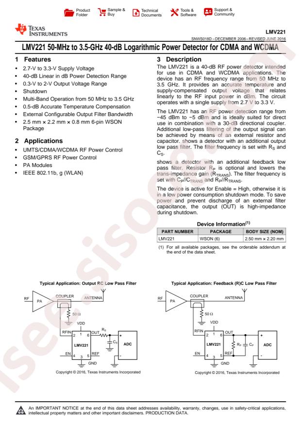 LMV221SDX/NOPB