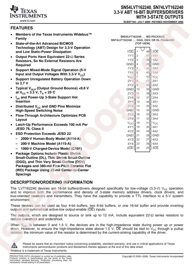 SN74LVT162240DGGR