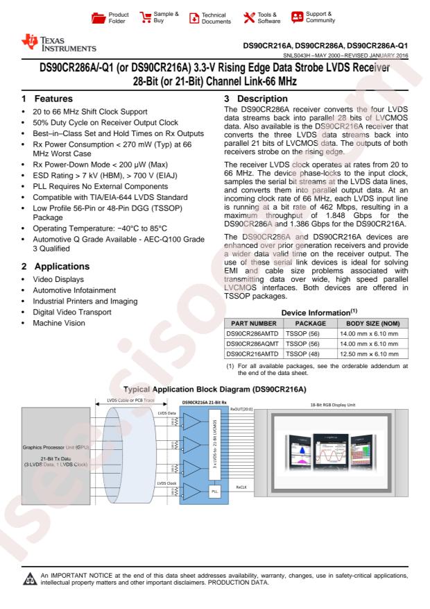 DS90CR286AMTDX/NOPB