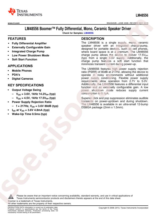 LM48556TL/NOPB