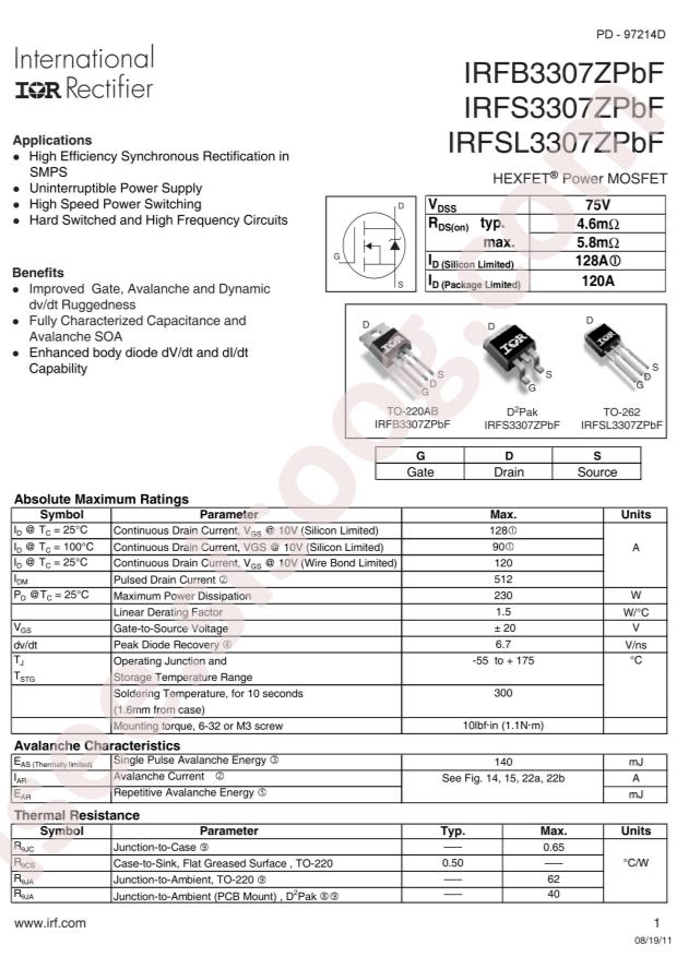 IRFS3307ZTRLPBF