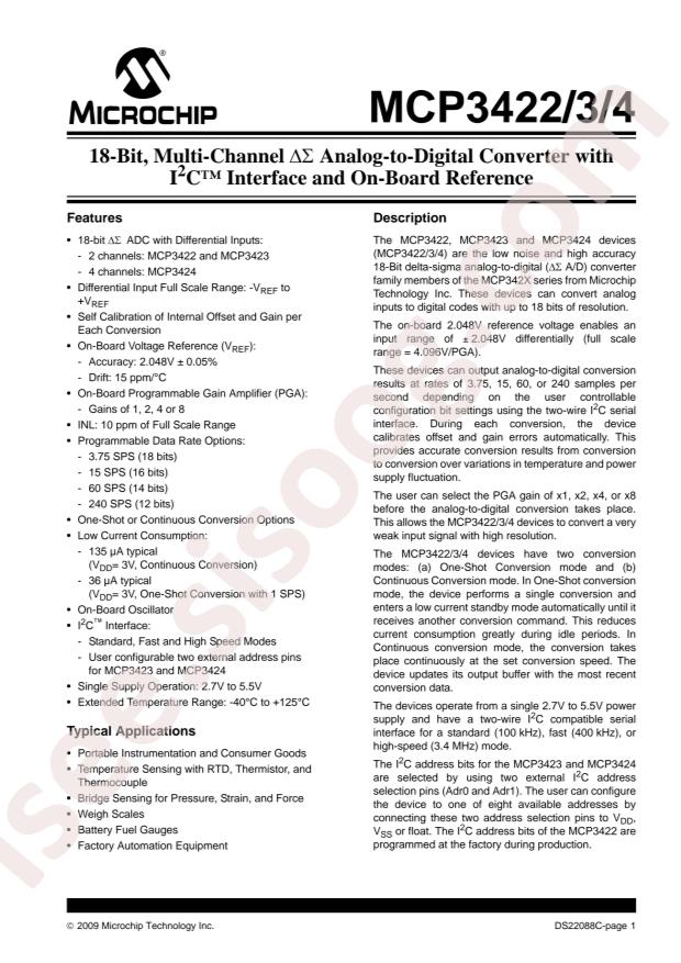 MCP3422A1-E/SN