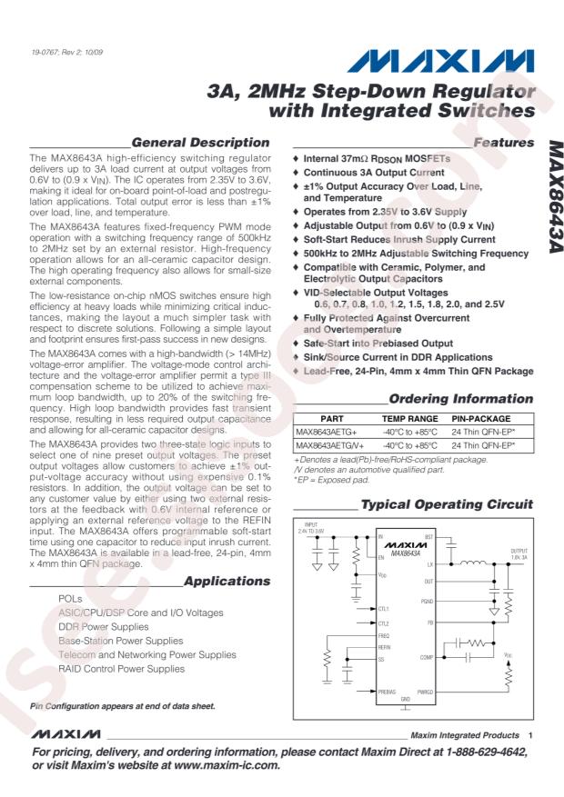 MAX8643AETG+T