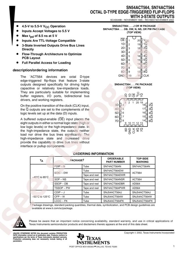 SN74ACT564NSR