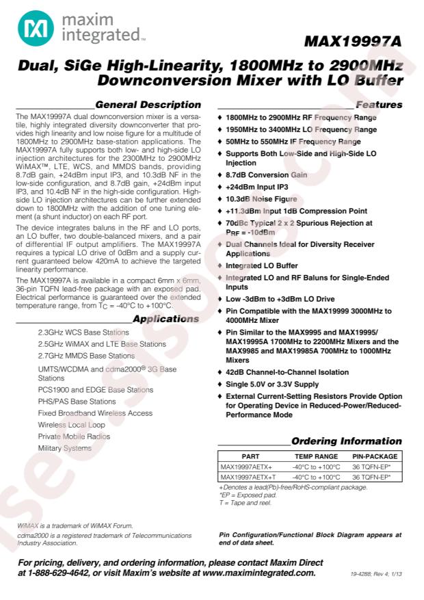 MAX19997AETX+T