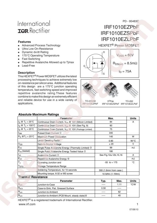 IRF1010EZSTRLP