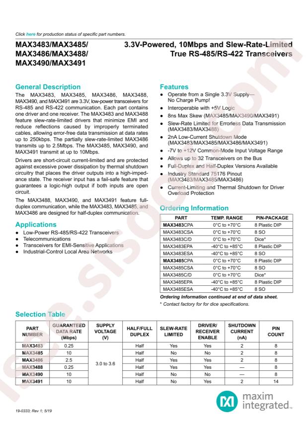 MAX3485ESA+