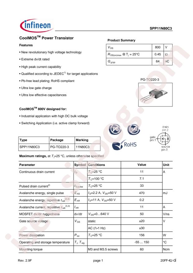 SPP11N80C3