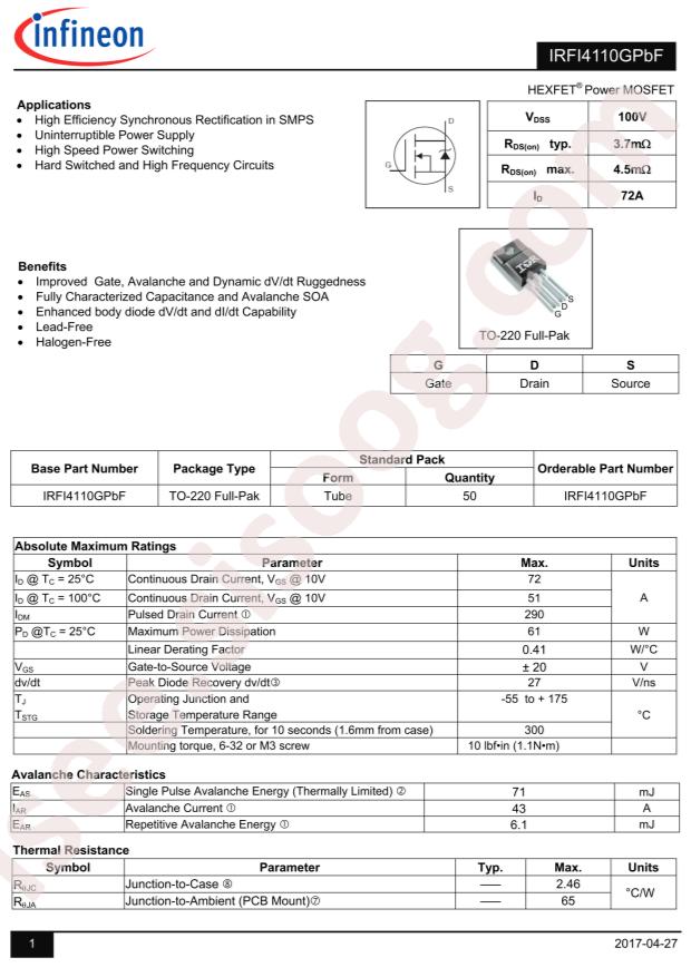 IRFI4110GPBF