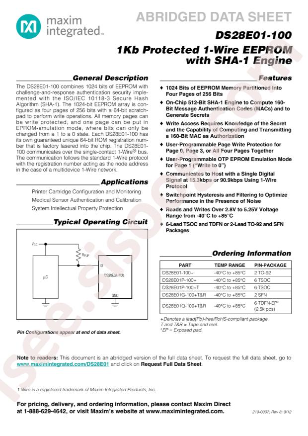 DS28E01P-100+T