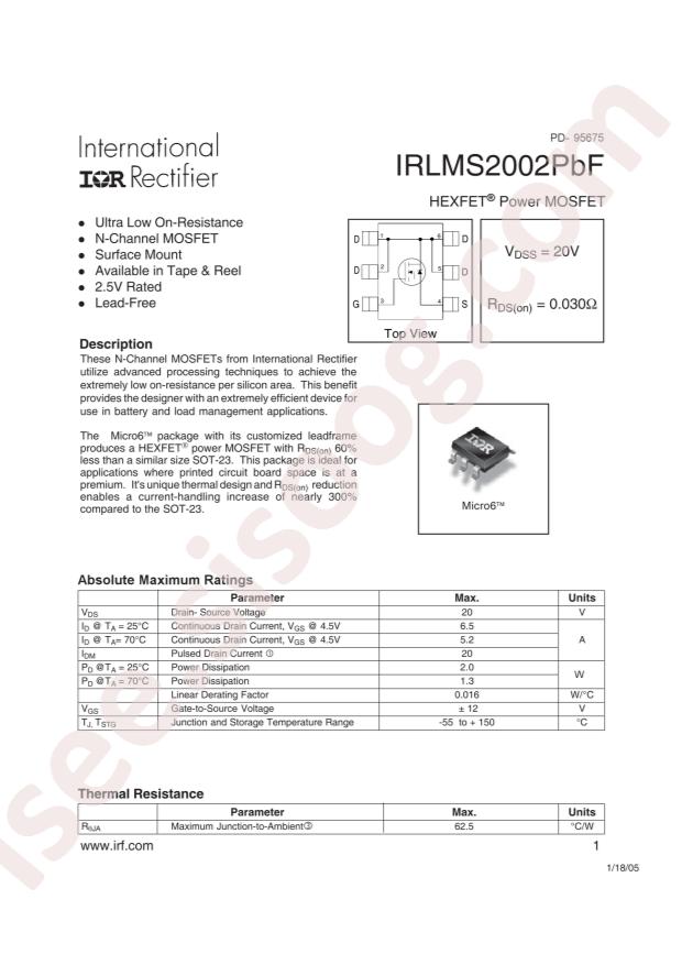 IRLMS2002TRPBF