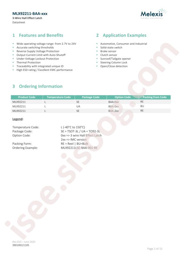 MLX92211LSE-BAA-008-RE