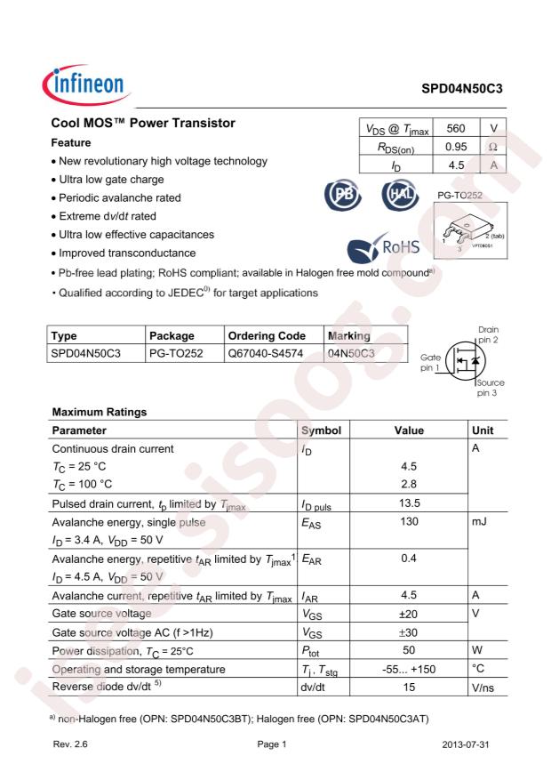 SPD04N50C3