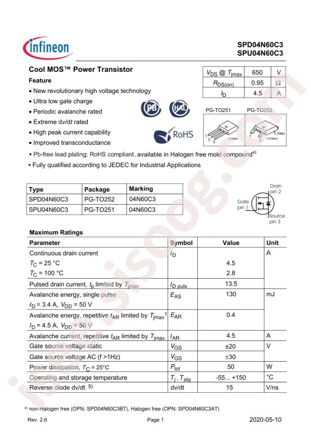 SPU04N60C3