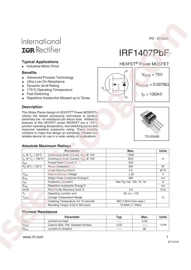 IRF1407PBF