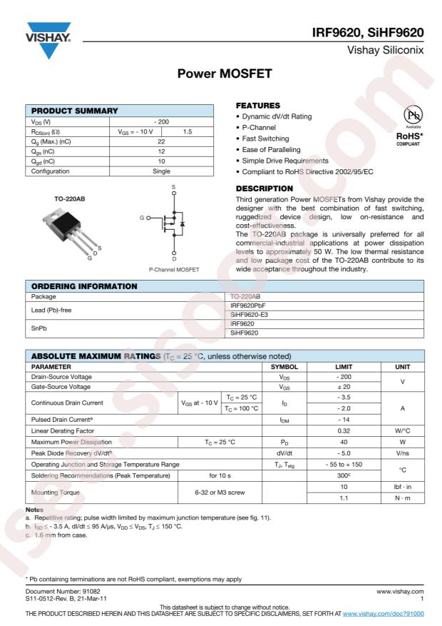 IRF9620PBF