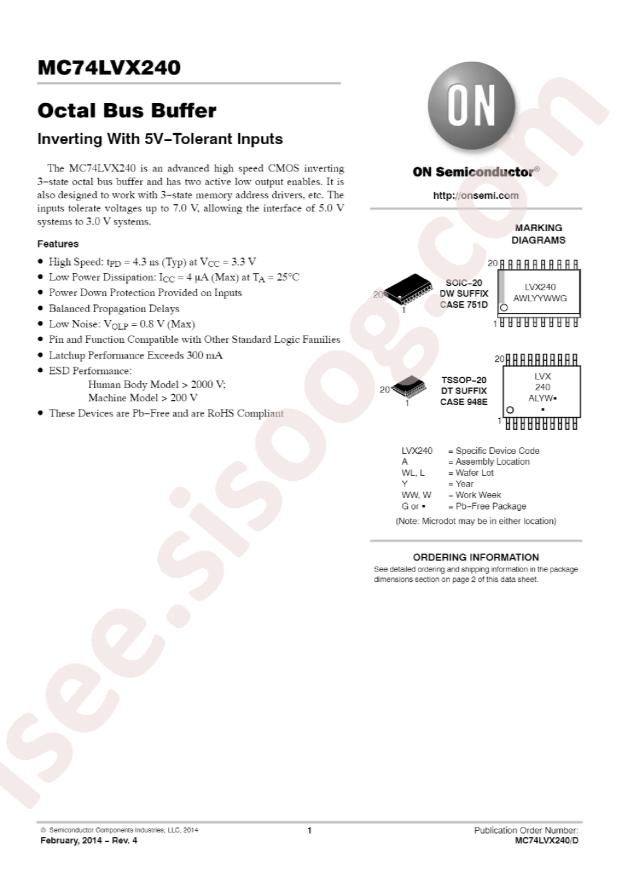 MC74LVX240DTR2G