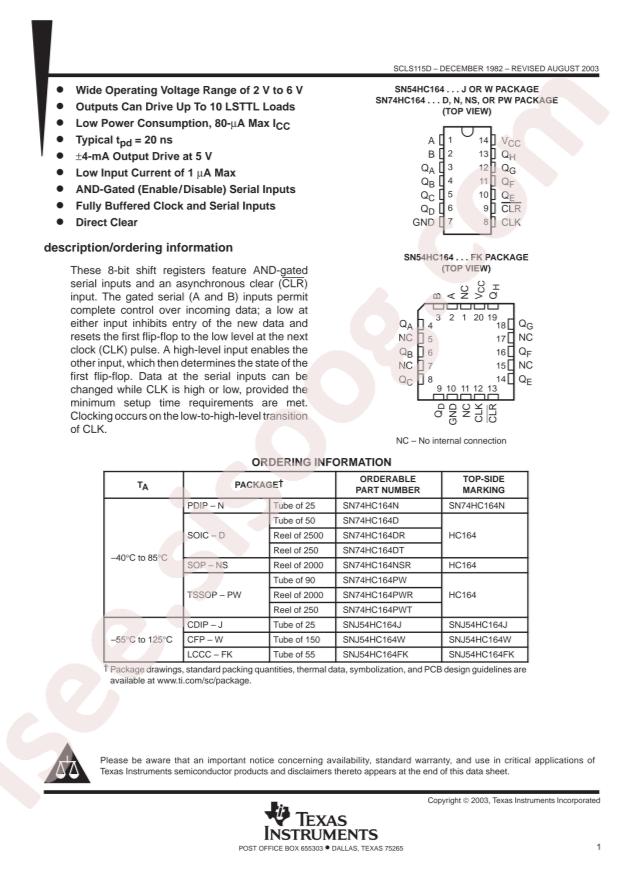 SN74HC164DR